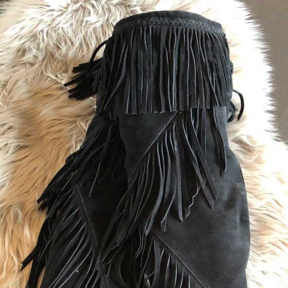 SAM EDELMAN black fringe over the knee boots sz 6 - Picture 3 of 6